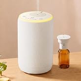 Waterless Diffuser for Essential Oil with 7-Color Light for Home, White | 600 Sq.Ft, 2 Mist Levels, 3 Timers, Battery-Operated, Tilt Shut‑Off, Portable Car Diffuser for Office, Oils Not Included