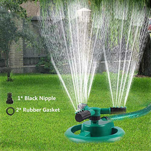 Durable Lawn Sprinkler, Water Sprinklers for Garden, Lawn, Yard, Flower Grass Plant Park, Automatic 360 Degree Rotating Sprinkler Irrigation System, Adjustable Spray Angle and Distance (Round 1)