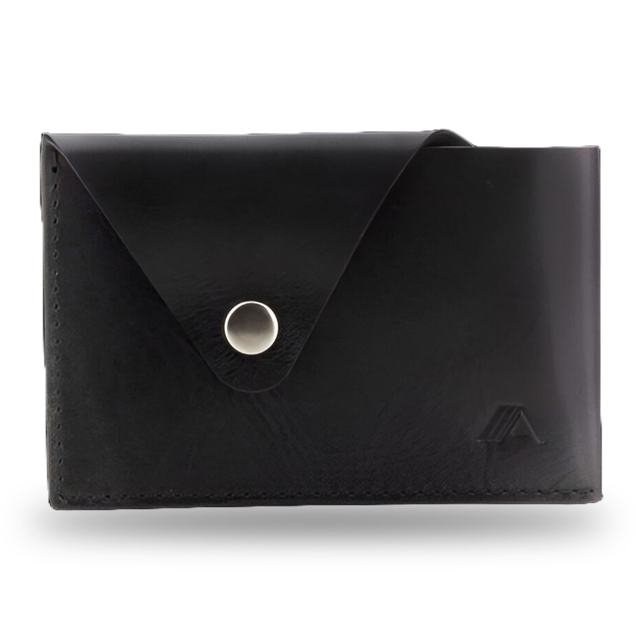 A-SLIM Tsuki Business Card Holder || Minimalist Leather Wallet for Men || Slim Design Card Holder with Button Closure || Handmade Full-Grain Leather Wallets for Men UK || Tsuki (Sapphire Black)