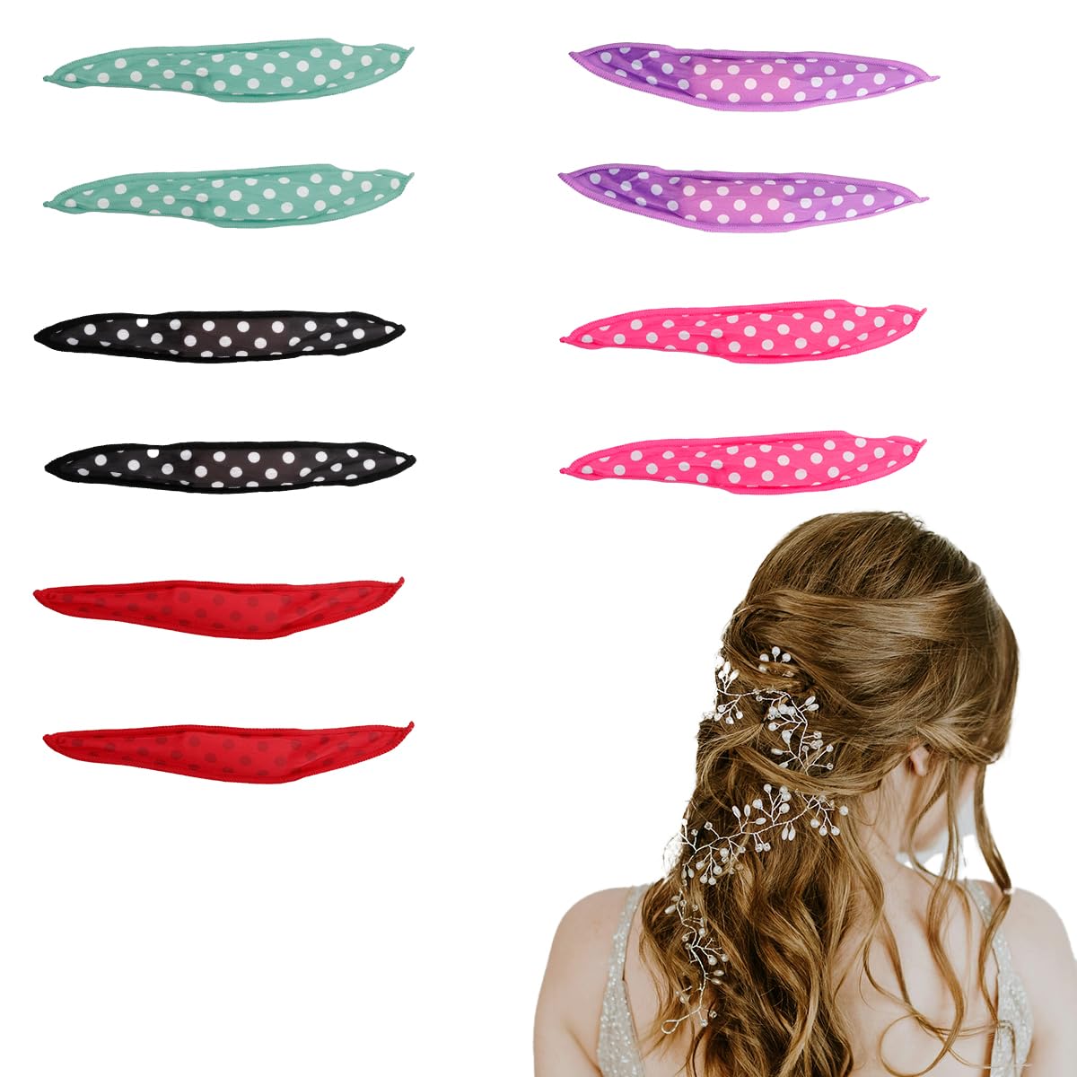 Tabanzhe 10PCS Hair Curlers- Heatless Sleep in Sponge Rollers Overnight Pillow Soft Curls Hair Care DIY Styling Tools for Effortless, Natural-Looking Curls for Long Medium Hair Types