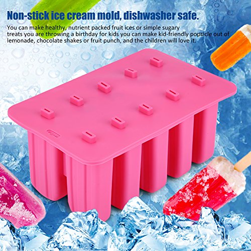 Ice Cream Maker Mould, Popsicle Molds Food Grade Silicone Frozen Ice Cream Maker for Children Summer Bar Accessories(pink)