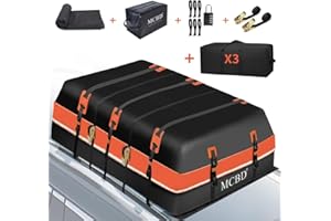 MCBD 30 Cubic Feet Rooftop Cargo Carrier Bag, Waterproof Soft-Shell Car Roof Bag for All Vehicles SUV with/Without Rack, Car Top Luggage Storage Bag with 3 Inner Bags,Orange
