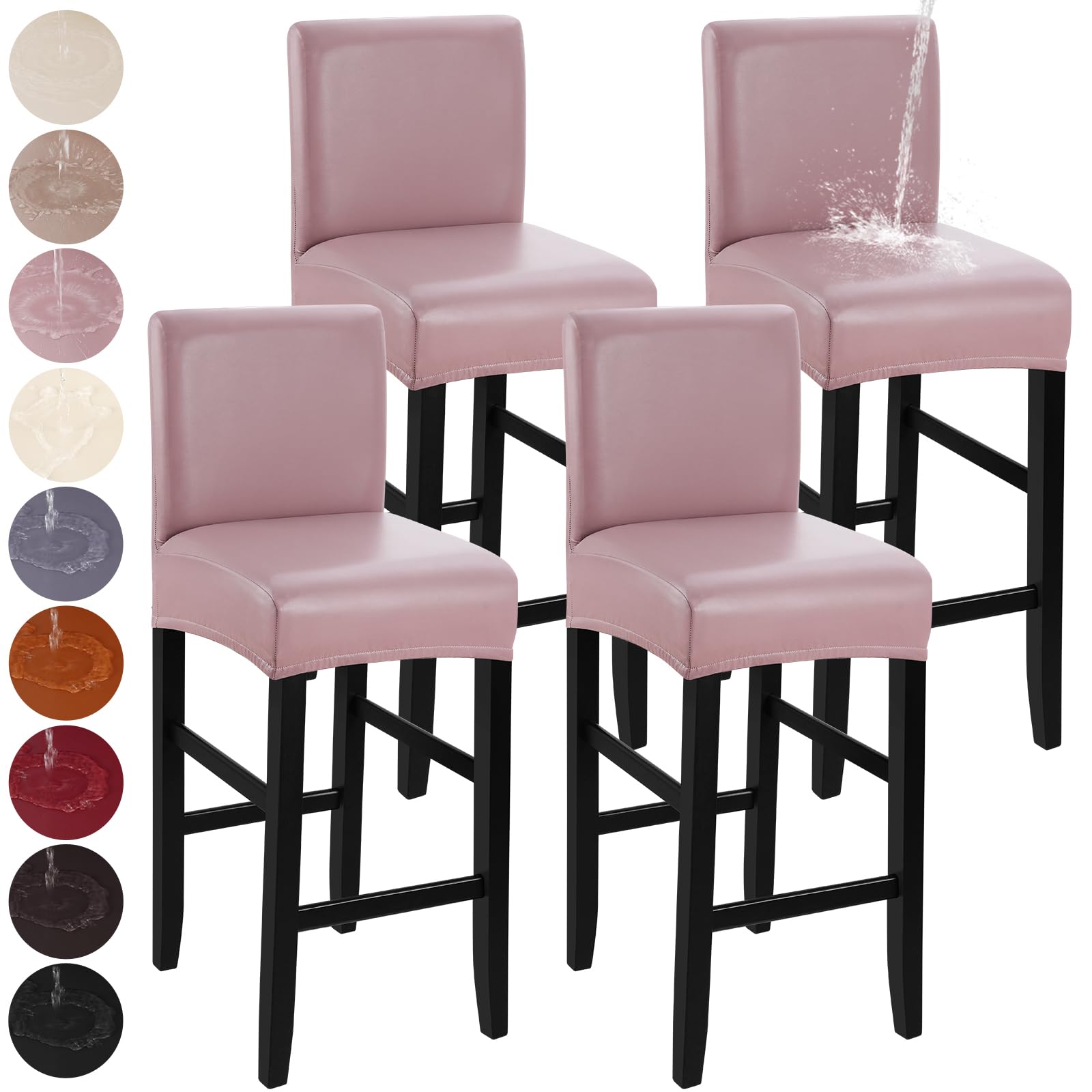 YISUN Bar Stool Covers, Stretch Waterproof PU Bar