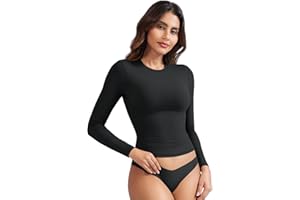 YEOREO Long Sleeve Shirts for Women y2k Tops Double Lined Workout Crew Neck Going Out Sweeney Basic Tee