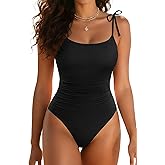 Aqua Eve Tummy Control One Piece Swimsuit - High Cut Cheeky Bathing Suit Tie Shoulder Swimwear 2026
