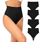 FallSweet Ultra High Waisted Thong No Show Underwear for Women High Rise Panty Pack