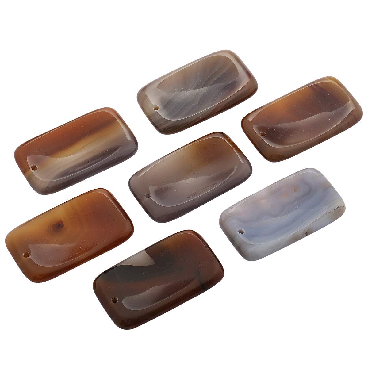 KYEYGWO Healing Reiki Thumb Worry Stone, Polished Top Drilled Stone Pendants for Jewelry Making, Pack of 3