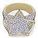 TOPGRILLZ Hip Hop 14K Gold Plated Mens Iced Out Cluster Simulated Diamond CZ Bling Star Punk Ring for Men Hip Hop