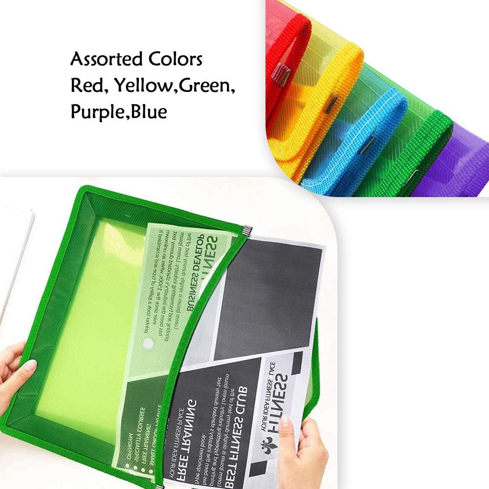 24-Pack A4 Plastic Document Wallets With Popper - Assorted Colors, Label Pocket, Folder Organizers