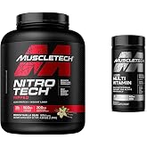 MuscleTech Nitro-Tech Ripped | Lean Whey Protein Powder/Isolate &amp; Platinum Multivitamin for Immune Support 18 Vitamins &amp; Minerals Vitamins A C D E B6 B12 Daily Workout Supplements for Men 90 Ct