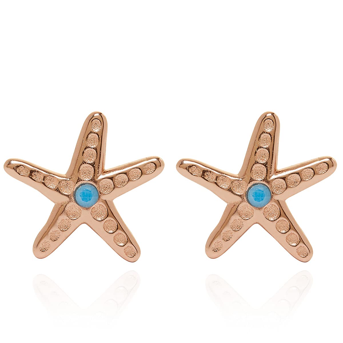 Annie Oak Womens 925 Silver 18K Rose Gold Starfish Stud Earrings