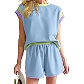 Chvity Two Piece Sets for Women Summer Casual Tops Short Sleeve Matching Shorts Airport Outfits for Women 2025