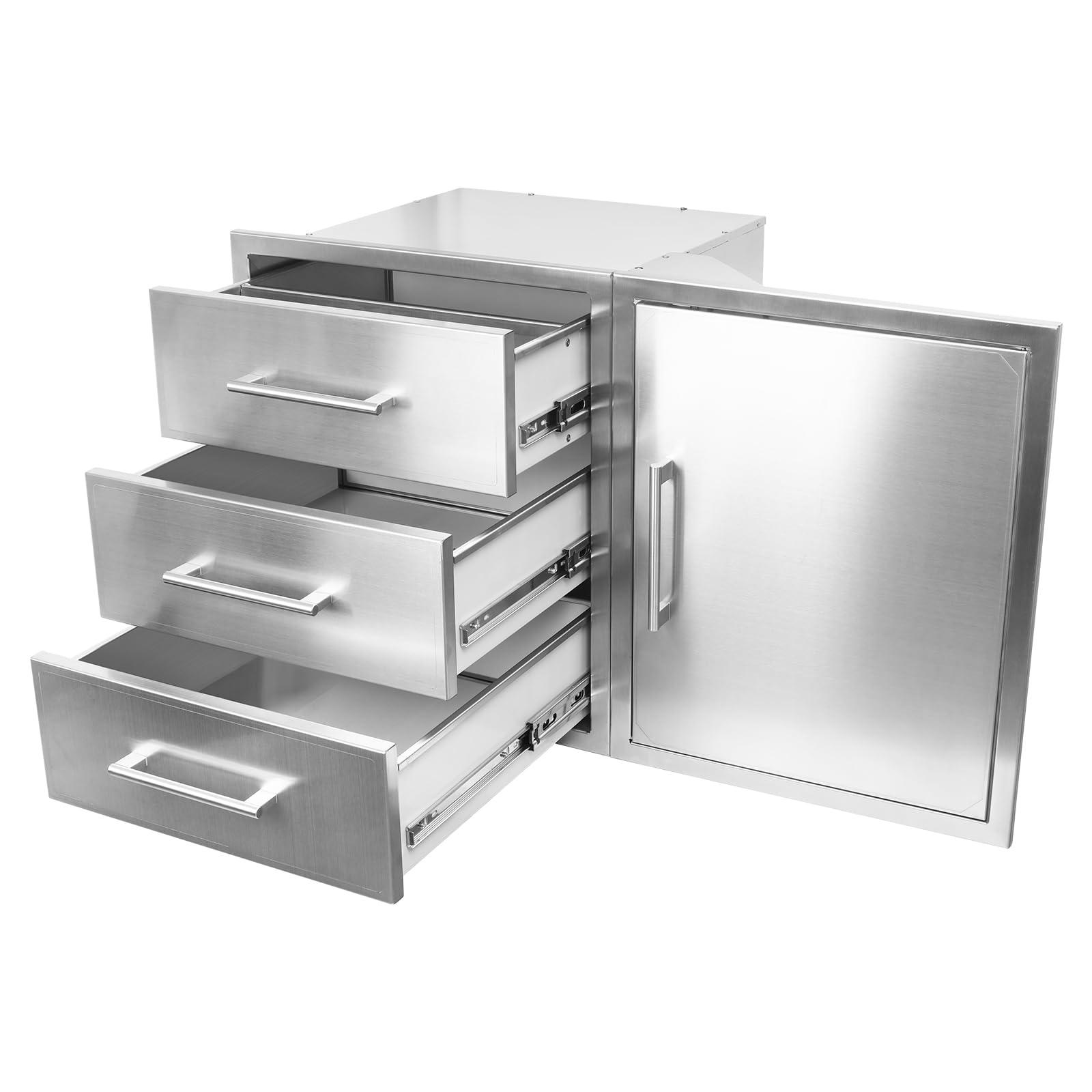Outdoor Kitchen Trash Drawer Combo – Pull Out BBQ Door Drawer, Silver, MPN DSX-TRASHDRAWER