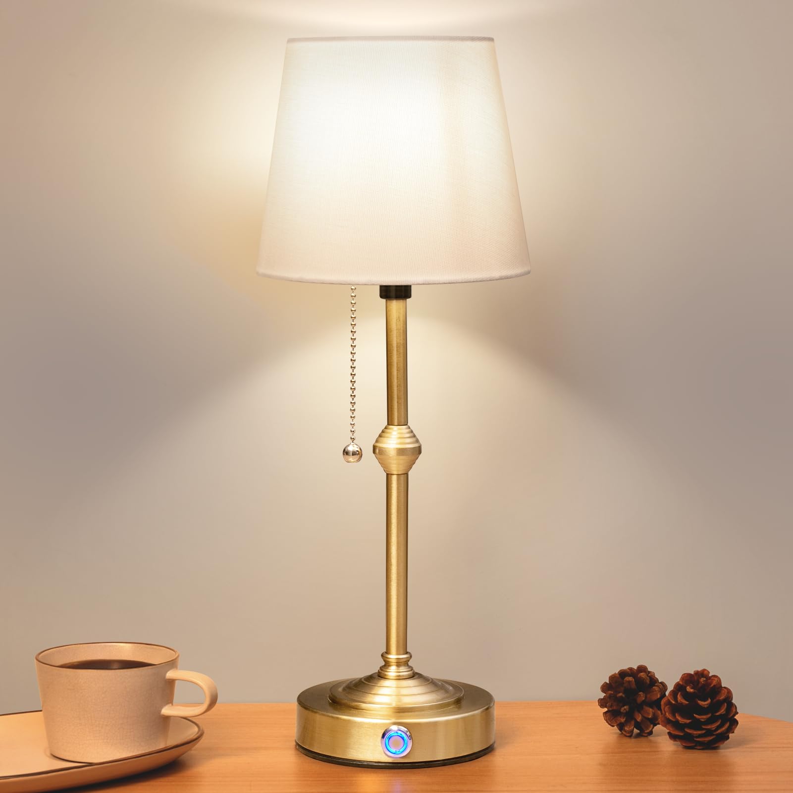 Photo 1 of Nurforta Rechargeable Cordless Table Lamp: Battery Powered Lamp,3 Level Brightness - Bedside Night Lamp, Ambient Light for Restaurant, Home, Bedroom, Dining Room, Camping, Cafe(Gold)