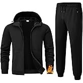 TBMPOY Mens Fleece Lined Hooded Tracksuits Sweatsuits 2 Piece Sets Winter Thermal Jogging Track Sweat Suits Warm Up Outfits