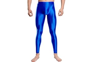 SEAUR Men's Oil Glossy 9/10 Length Pants Shiny Stretchy Leggings Smooth Tights for Yoga Running Workout
