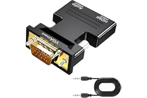 HDMI to VGA, Gold-Plated Adapter (Female to Male) for Computer, Desktop, Laptop, PC, Monitor, Projector, HDTV, Chromebook, Ra