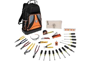 Klein Tools 80028 Hand Tools Kit Includes Pliers, Screwdrivers, Nut Drivers, Backpack, and More Jobsite Tools, 28-Piece