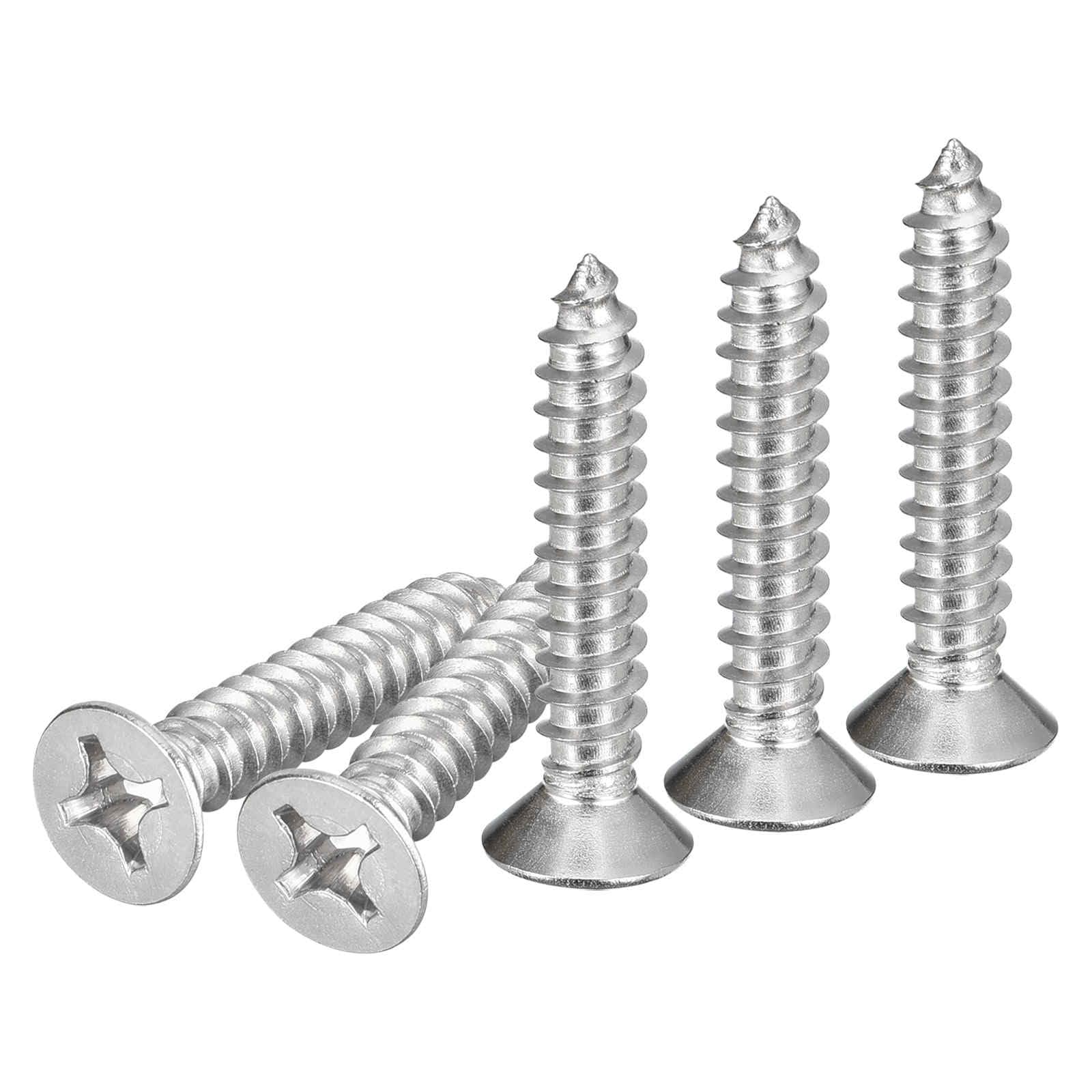 DTGN 50Pcs #12x1-1/4" Flat Head Wood Screws, 304 Stainless Steel Phillips Self Tapping Screws - Good for Woodworking, Furniture - Silver