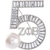 Zeta Sorority Brooch Metal Five Number Greek Letters 1920 Broach Pin Black Lady Social ZPB Jewelry Gift For Finer Women