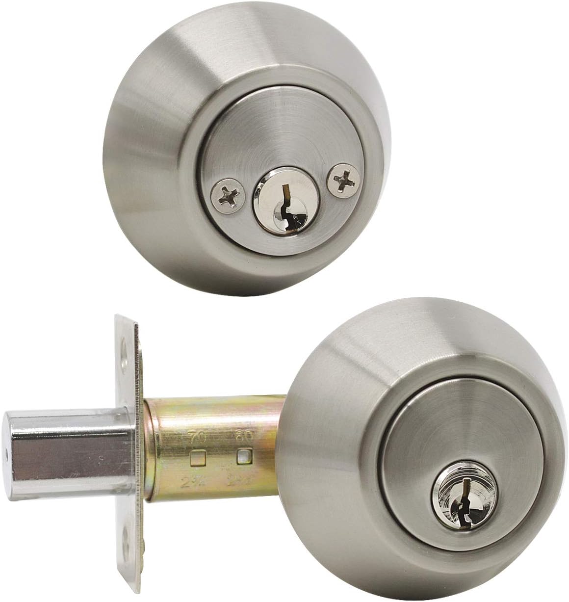 5 Pack Round Deadbolt Security Door Lock with Key Double Cylinder