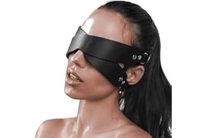 PU Leahter Rivet Eye Mask Blindfold Cross Buckle Strap Harness Eyeshade Blinder Fetish BDSM Bondage Retraints
