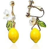 Lemon Earrings for Women Clip On Earrings Fruit Earring Dangle Halloween Lemon Costume Outfits Lemons Accessories Jewelry Gifts
