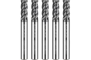 VierdWin Carbide Square End Mill - 4 Flute -for Milling Alloy Steels, Hardened Steel, Metal & More – Mill Bits Sets for DIYers & Professionals (1/8" 4T) -5pcs