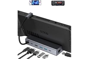 RREAKA ROG Ally/Steam Deck OLED Dock, 6-in-1 Hub Docking Station for ASUS ROG Alloy with 4K@60Hz HDMI, Gigabit Ethernet, 2 US