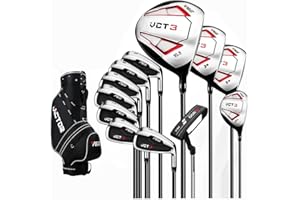 JAFFICK Golf Clubs Complete Set for Men 13 Piece Includes Titanium Golf Driver, 3 & #5 Fairway Woods, 4 Hybrid, 5-SW Irons, Putter and Golf Bag