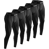 Celfaeree 5-6 Packs Compression Pants Men, Men’s Leggings for Sports, Men’s Athletic Baselayer Running Tights