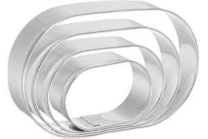 HARFINGTON Oval Cookie Cutter Set Assorted Sizes Stainless Steel Geometric Biscuit Baking Pastry Candy Cookie Cutters Molding