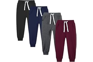 Avsead 4 Pack Toddler and Kids Boys Sweatpants Joggers Cotton Active Soft Joggers Pants with Functional Drawstring 2-14Y