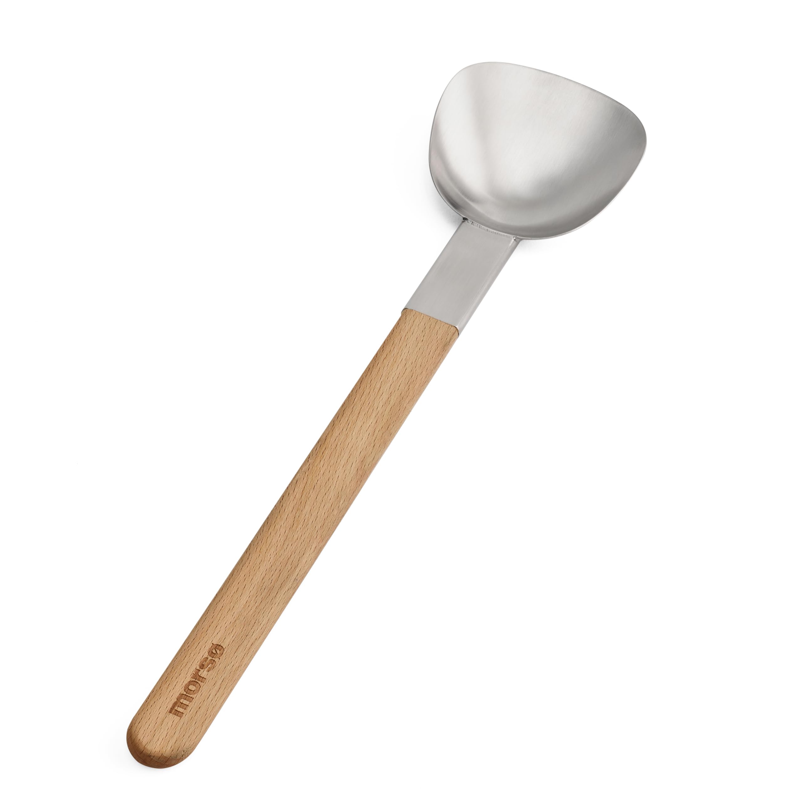 Mors Vulcano Wok Cutlery Stainless Steel and Wood, Wok Spatula for Cooking and Serving, Long Handle, Scandinavian Design, 39.5 cm