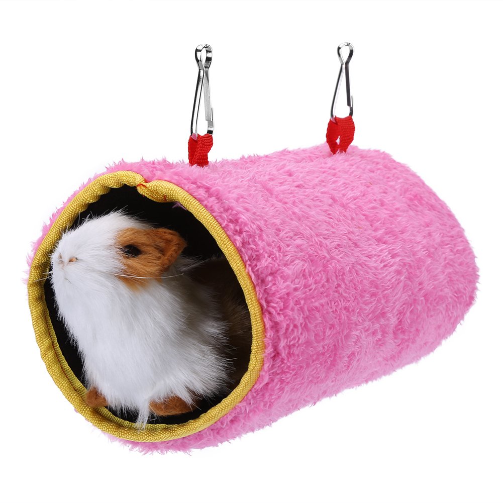 Parrot Nest - Soft and Warm Bird Cage - Pets - Windproof - Plush Hammock - Hanging Swinging Bed Cave Nests - Hanging Cage - Tent (L/Pink)