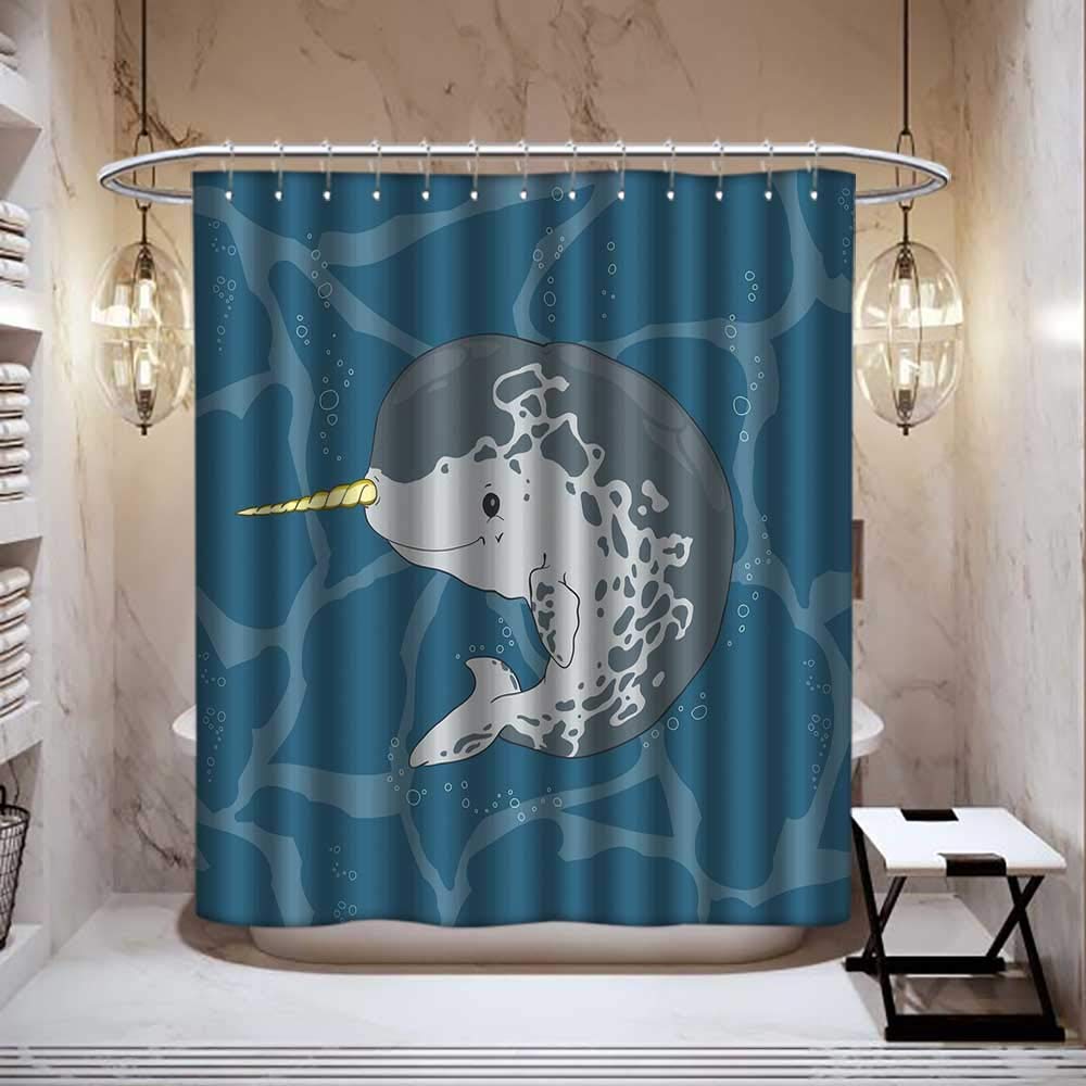 Shower Curtains Hooks Liners Homecoco Narwhal Anti Bacterial