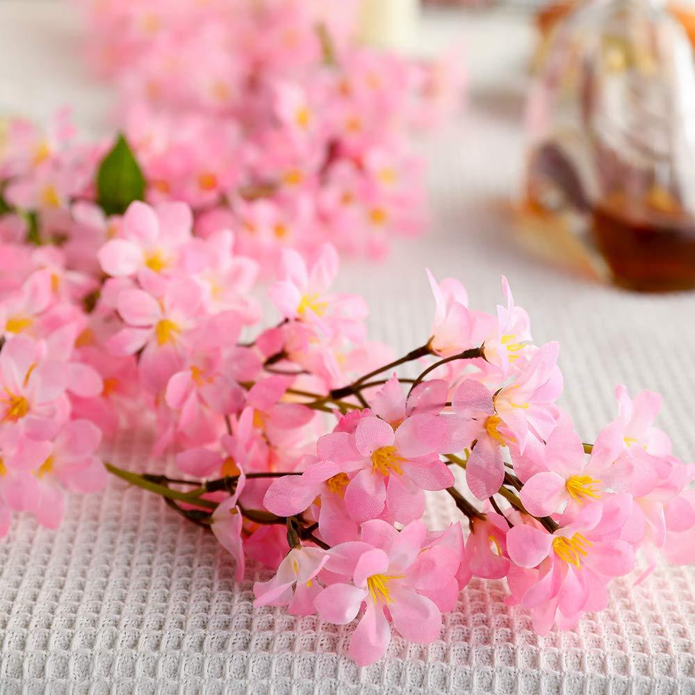 Vine Style Plastic Silk Realistic Looking Pale Pink Cherry Blossom Party Garland Flowers Patterer Floral Decor