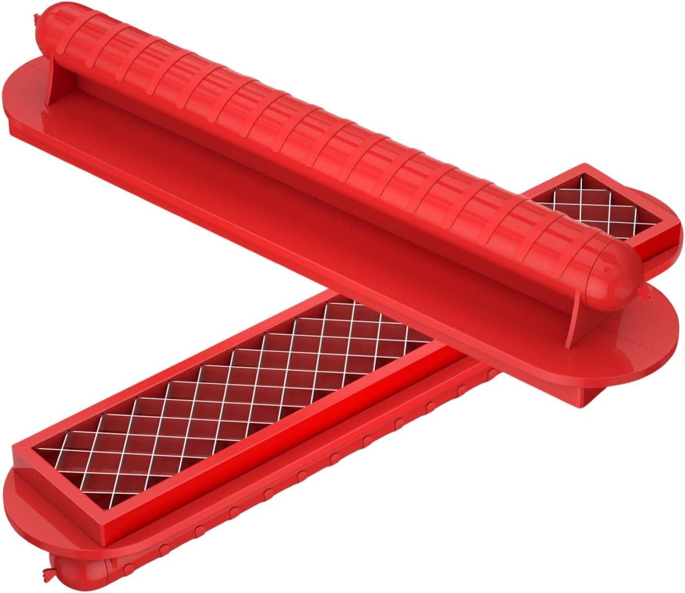 Sobeta Hot Dog Cutter - Multifunctional Sausage Cutter Ham Slicer - Lightweight Portable Hotdog BBQ Grilling Kitchen Tool for BBQ Outdoor Camping Grill Kitchen, Red