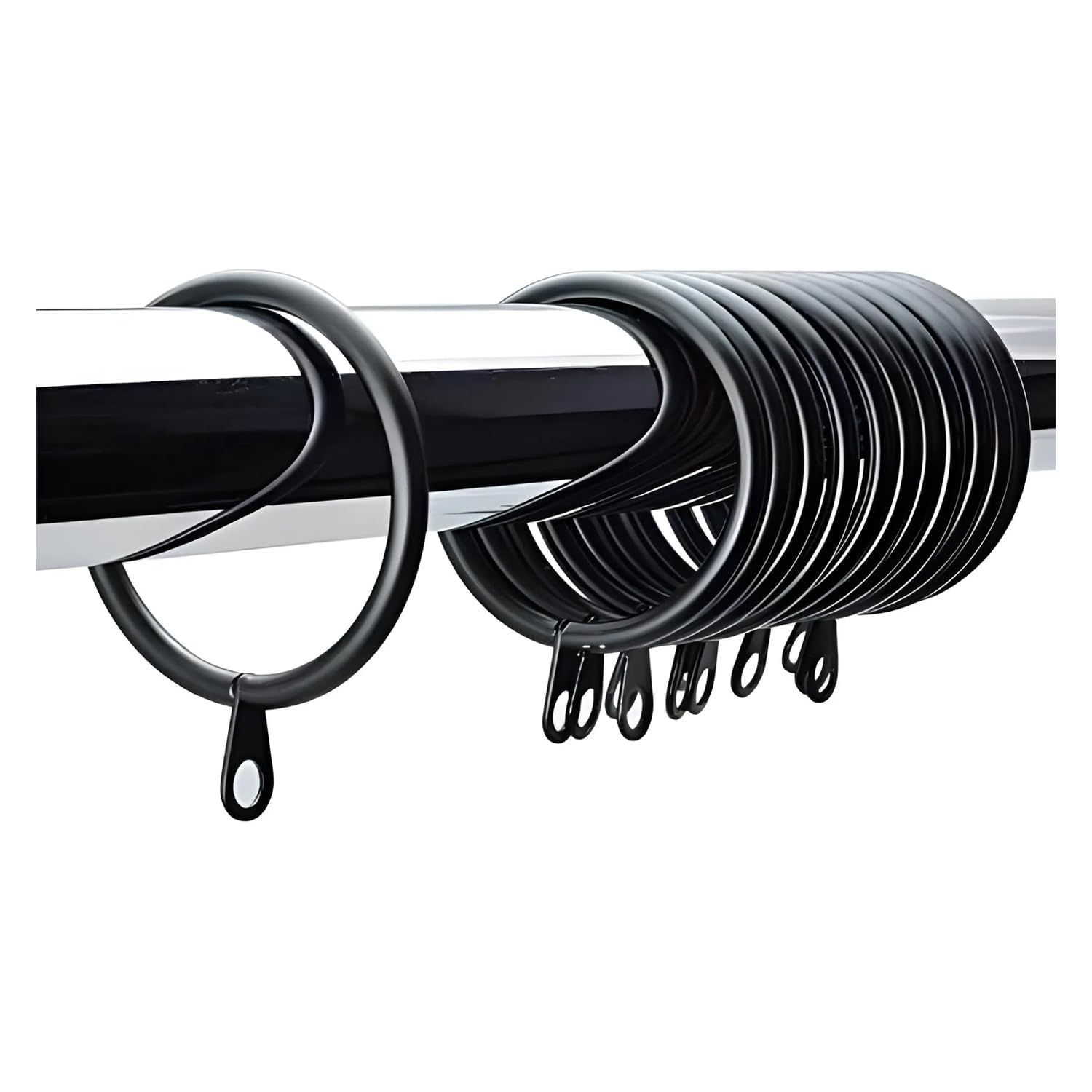Metal Black Curtain Pole Rings 40mm - Pack of 36 Sliding Eyelet Rings for Large Curtains