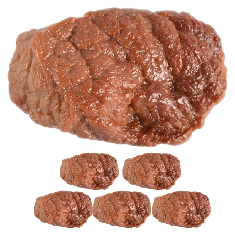 SUPVOX 6Pcs Fake Food Model Beef Cube Toys Realistic Artificial Meat Props for Kitchen Decor Restaurant Display and Educational Pretend Play