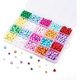 Acrylic Beads Bulk Cheriswelry Heart Round Pony Beads Friendship Bracelet Making Kit Mixed Color 6-7mm for Necklace Earring Lanyard Keychain Jewelry Making (1000Pcs/Set)