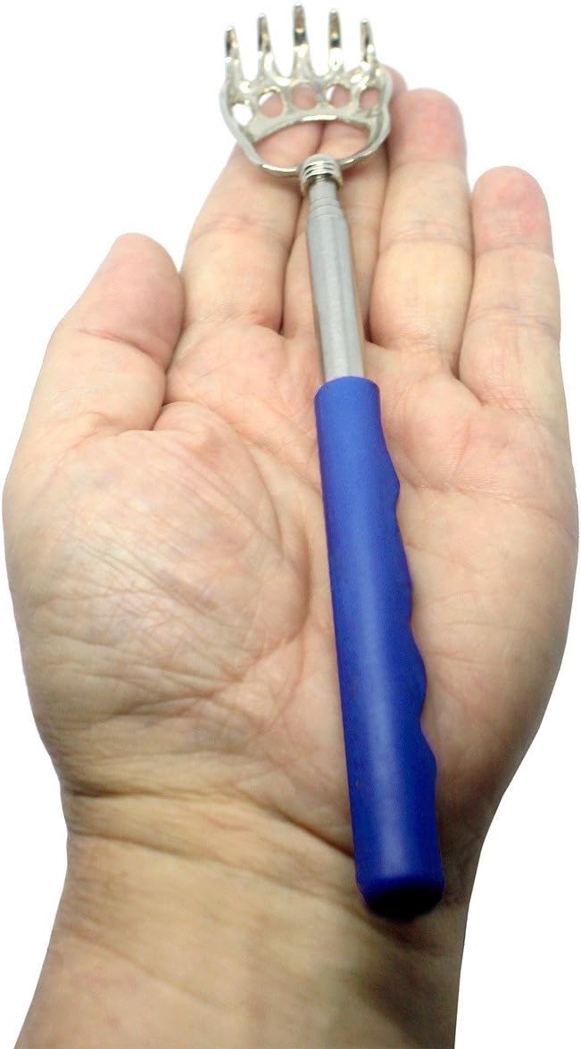 RMS 5 Pack Telescoping Back Scratcher - Extendable Telescope Back Scratchers - Bear Claw Metal Telescopic Backscratcher Eliminating Back Itching in Black, Blue, Green, Purple, Red Color: Health & Personal Care