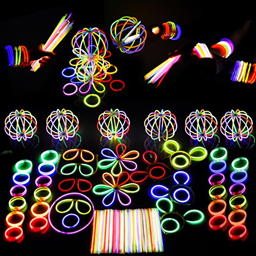 Glow Stick LED Light Up Party Favors Bulk Glow in the Dark Party Supplies Includes Glowsticks, Bracelets, Glasses, Butterfly Hair Clip Accessories, Hair Clasp Glow Birthday Party Pinatas- 500 pcs