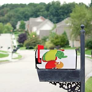 Tapa del buzón, loro lindo de dibujos animados sobre tocón de árbol