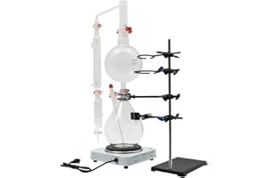 MARSYYDS Essential Oil Distillation Kit, 1000W 2000ml Water Distiller Purifier Glassware Kits, 60Hz Essential Oil Separator Lab Glass w/Condenser for Laboratories Families & Research Centers