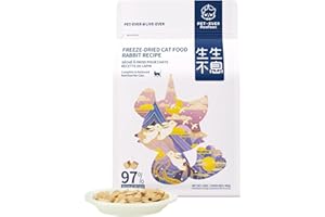 PET-EVER PureFeast Freeze-Dried Cat Food, 97% Animal Origin Soft Dry Food for Cats Kitten, High Protein Healthy Freeze Dried Cats Raw Treat & Topper (Rabbit Recipe - 14 Ounce)