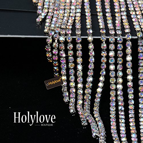 Holylove Stuning AB Crystal Tassel Collar Statement Necklace for Women Novelty Fashion Jewelry 1 Set with Gift Box-N23 Crystal