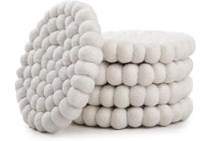 Round Felt Ball Coasters - 100% Merino Wool Table Coasters - Felt Coaster Pads, Absorbent Trivet for Drinks - Heat Resistant, Thick & Durable Hand Felted in Nepal by Woolygon- Multicolor - Set of 5