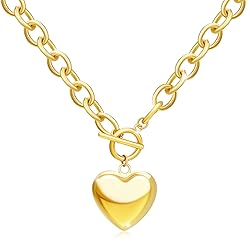 BONJOULRY Chunky Gold Bubble Heart Charm Toggle
