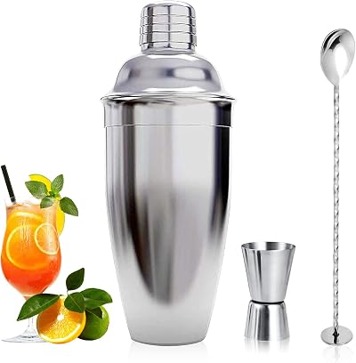 Marouom 750 ml Cocktail Shaker Set with Strainer Jigger 3 PCS